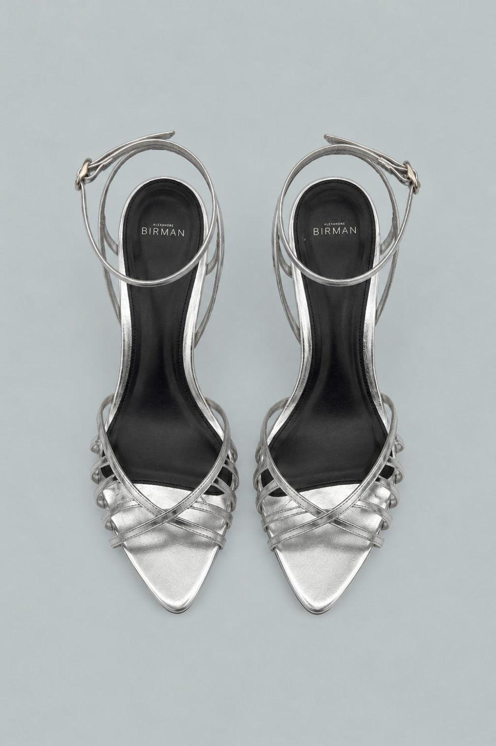 Solene Strappy Leather Sandals - Silver - 11 - Sandals