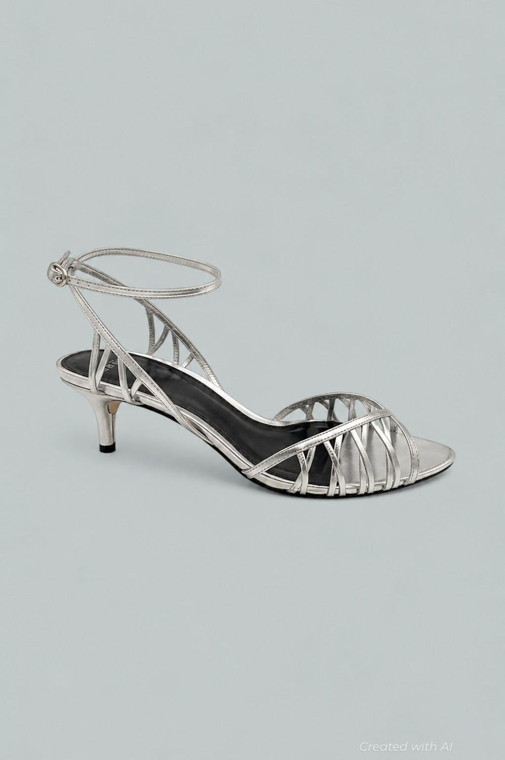Solene Strappy Leather Sandals - Silver - 11 - Sandals