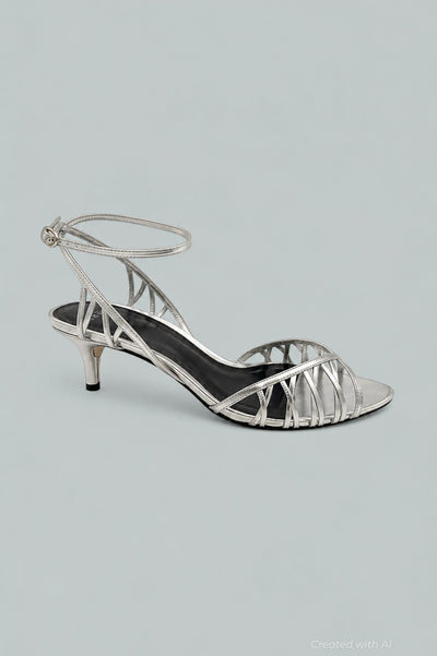 Solene Strappy Leather Sandals - Silver - 11 - Sandals