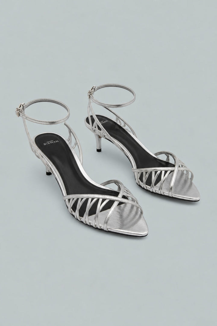 Solene Strappy Leather Sandals - Silver - 11 - Sandals