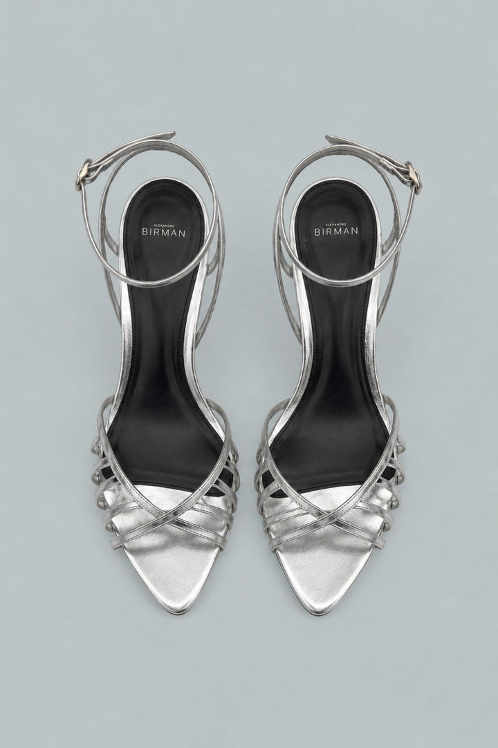 Solene Strappy Leather Sandals - Silver - 11 - Sandals