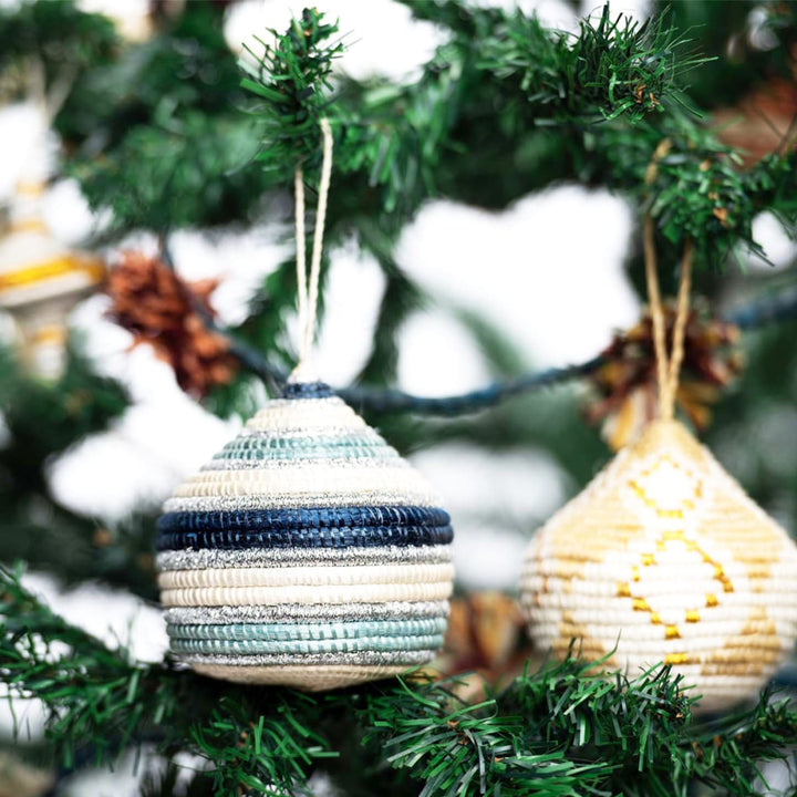 Solf Blue & Silver Bulb Ornament - One Size - Ornament
