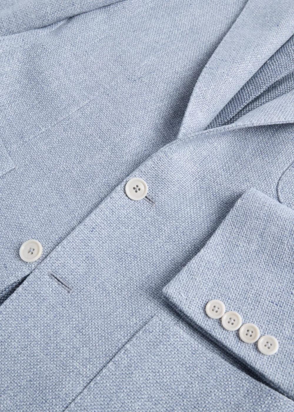 Solid Basketweave Summer Jacket - Powder Blue - Blazer