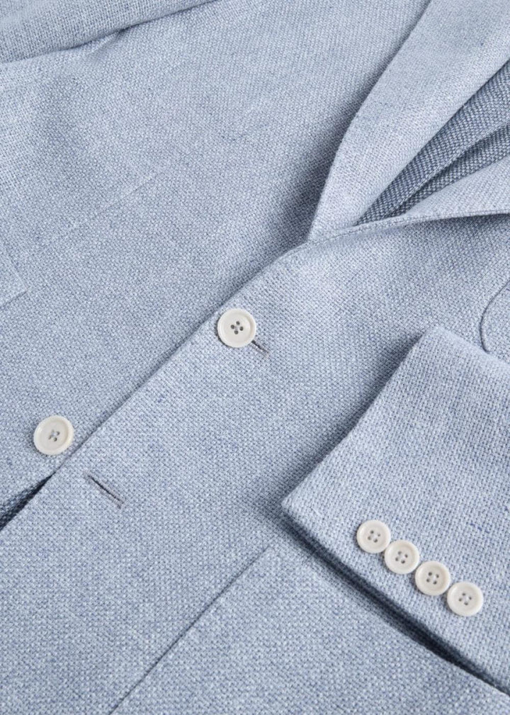 Solid Basketweave Summer Jacket - Powder Blue - Blazer