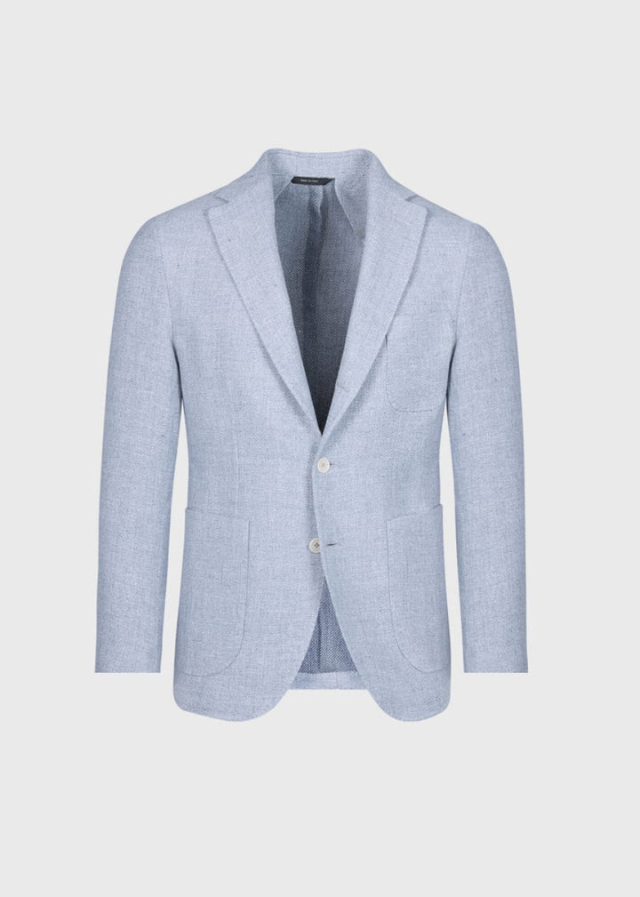 Solid Basketweave Summer Jacket - Powder Blue - Blazer