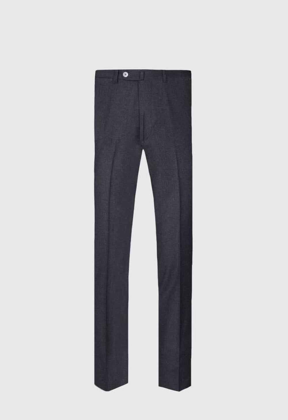 Solid Flannel Manhattan Plain Front Pant - Dark Grey - Trouser