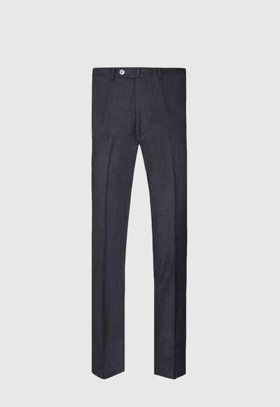 Solid Flannel Manhattan Plain Front Pant - Dark Grey - Trouser