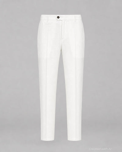 Solid Linen Pant - White - Trouser