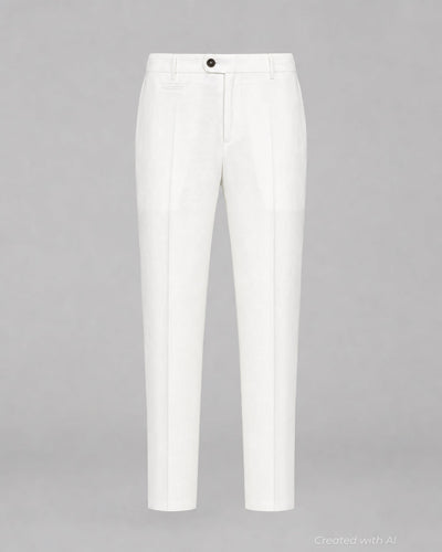 Solid Linen Pant - White - Trouser