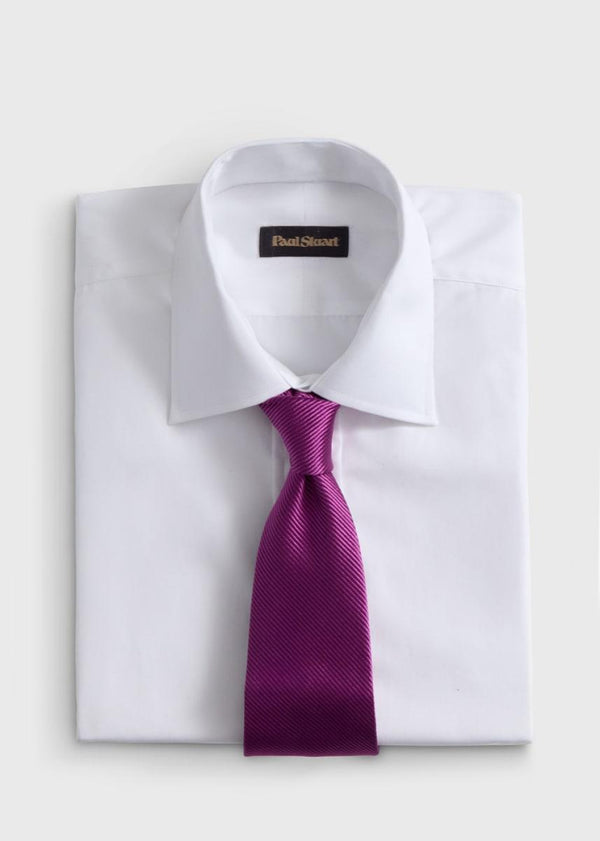 Solid Mogador Silk & Cotton Tie - Dark Fuschia - ONE SIZE - Tie