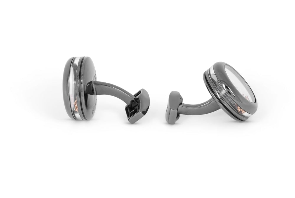 Solitaire Cufflinks In Stainless Steel - Black - One Size - Cufflinks