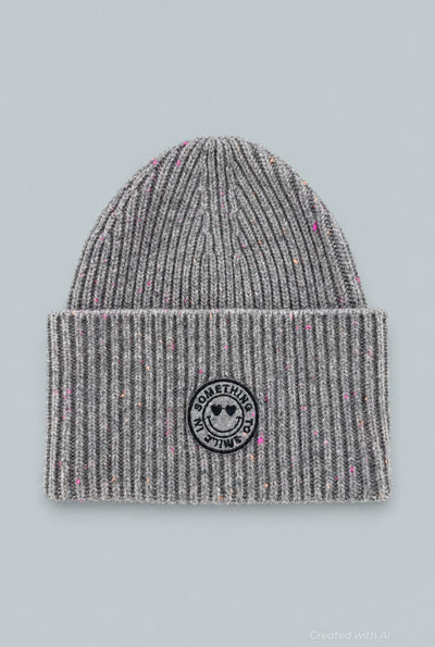 Something To Smile In Beanie Gray - Gray Donegal - OS - Beanie