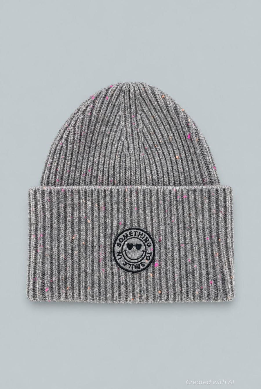 Something To Smile In Beanie Gray - Gray Donegal - OS - Beanie