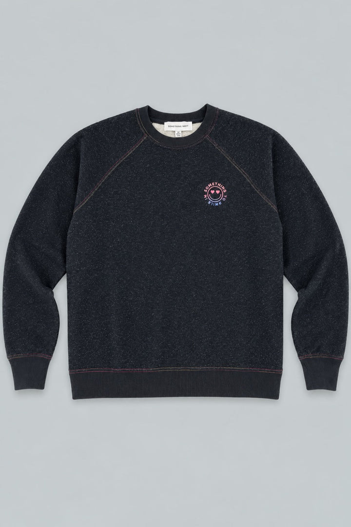 Something To Smile In Sweatshirt - Black - Crewneck Sweatshirt
