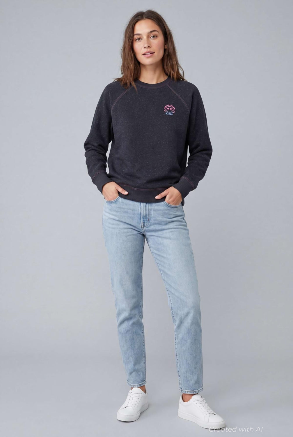 Something To Smile In Sweatshirt - Black - Crewneck Sweatshirt