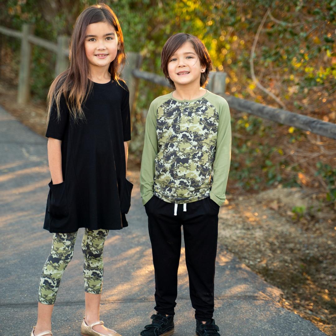 Raglan Henley - Green Camo