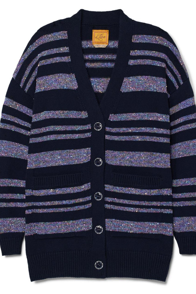 Sparkle Stripe Lizzie Cardigan - Navy - XS/S - Cardigan