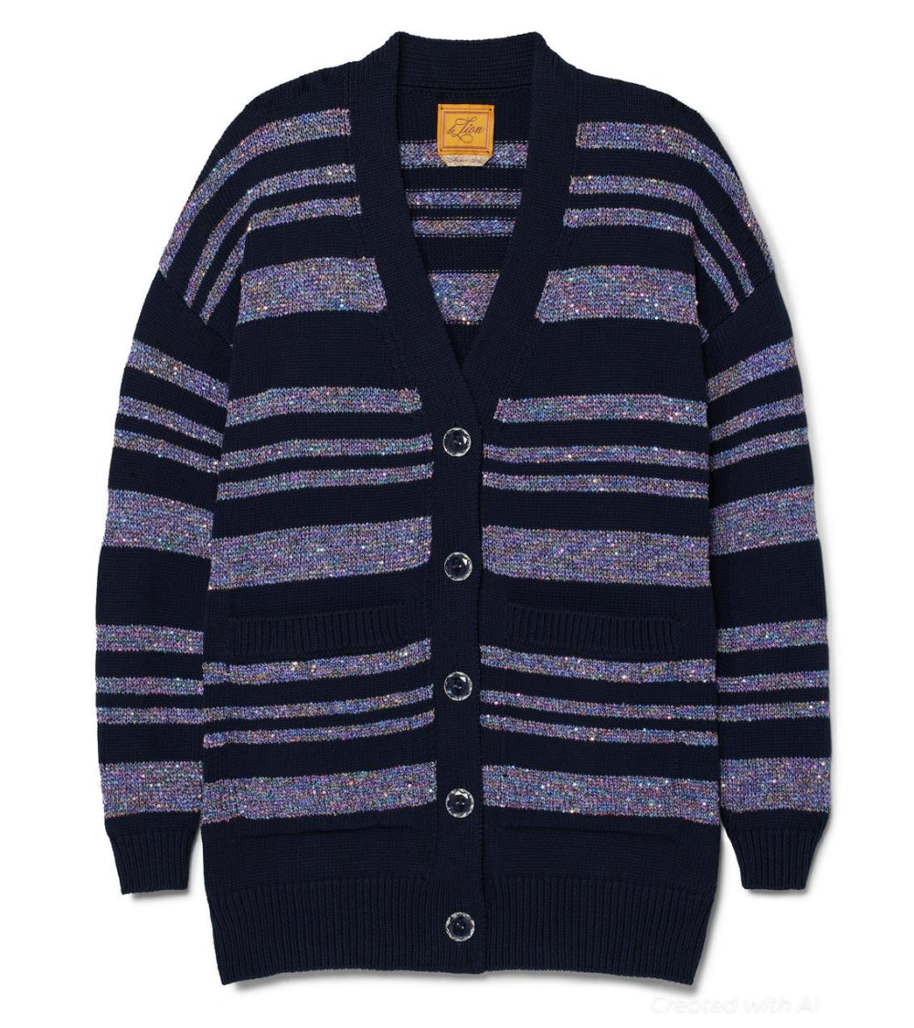 Sparkle Stripe Lizzie Cardigan - Navy - XS/S - Cardigan