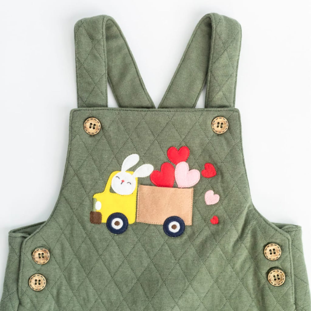 Spread the Love Quilted Overalls - Pine - Overalls