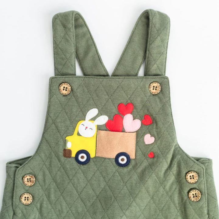 Spread the Love Quilted Overalls - Pine - Overalls