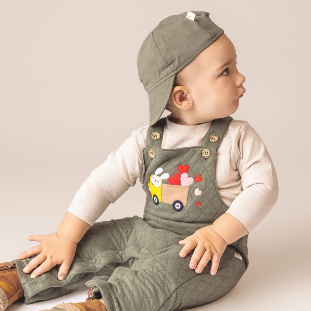 Spread the Love Quilted Overalls - Pine - Overalls