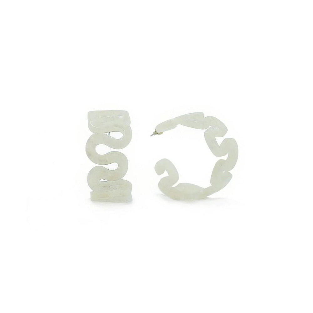 Squiggle Hoops in Mother of Pearl - One Size - Earrings