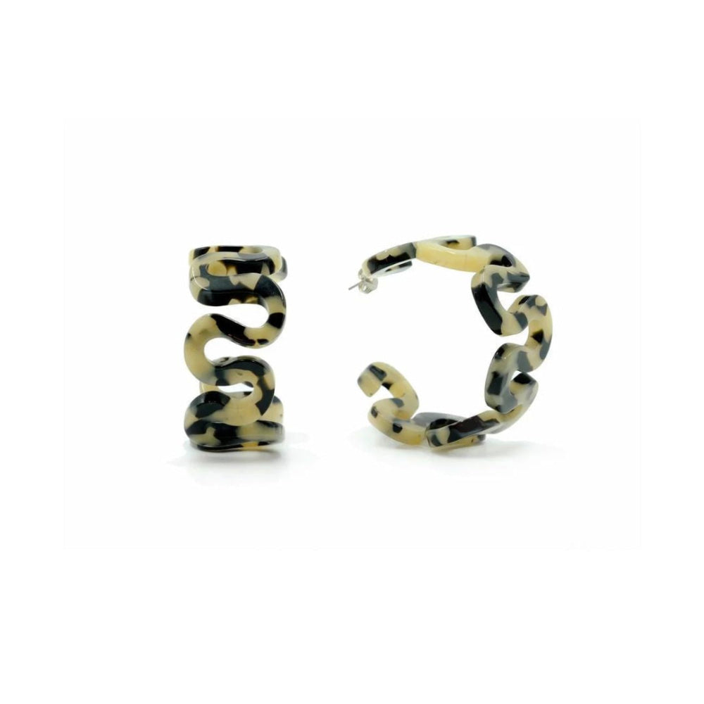 Squiggle Hoops in Tortoise - One Size - Earrings