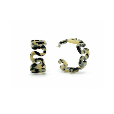 Squiggle Hoops in Tortoise - One Size - Earrings