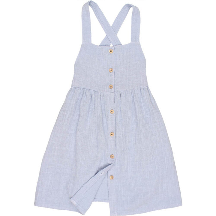 Double Gauze Button Front Cross Back Dungaree Dress - Anil Dresses + Skirts Buho 