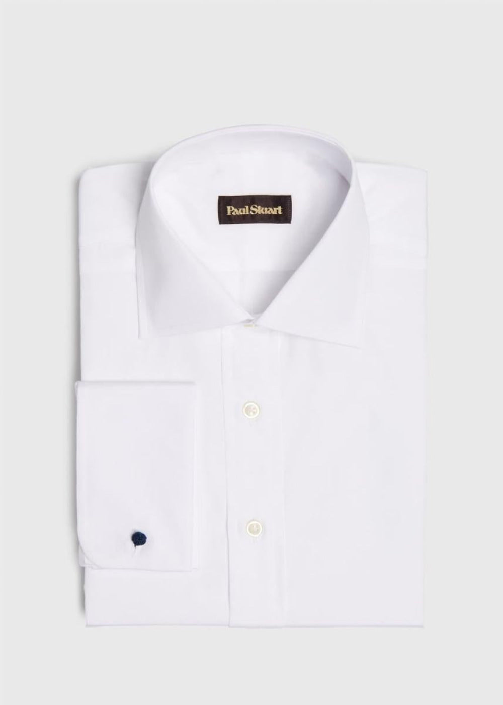St. James Egypt White Broadcloth Spread Collar French Cuff - White - Button Down Shirt