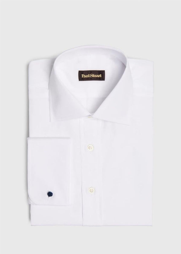 St. James Egypt White Broadcloth Spread Collar French Cuff - White - Button Down Shirt