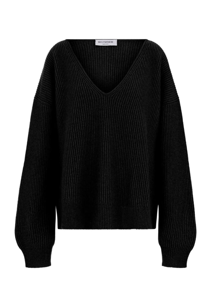 Stella | Cashmere Oversized V- Neck Jumper - Black - XS/S - Sweater
