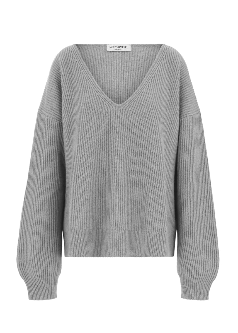 Stella | Cashmere Oversized V- Neck Jumper - Grey - Sweater