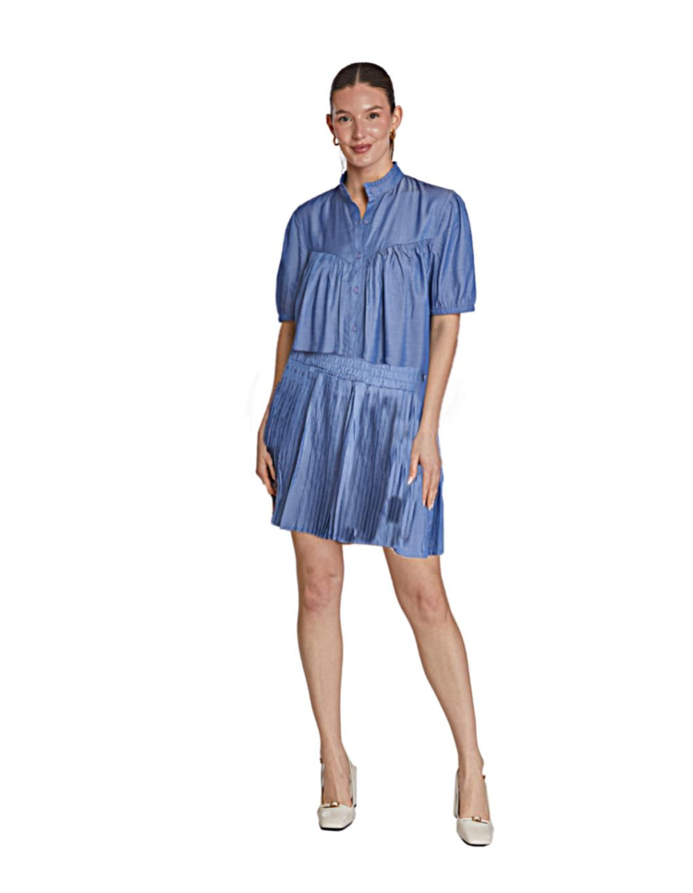 Stephanie Pleated Skirt - Chambray - skirt - baby