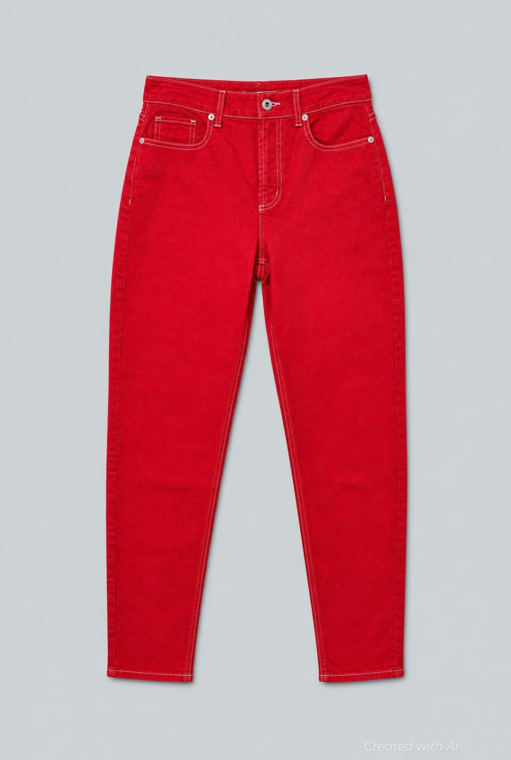 Straight Leg Mom Jean - Red - Jeans