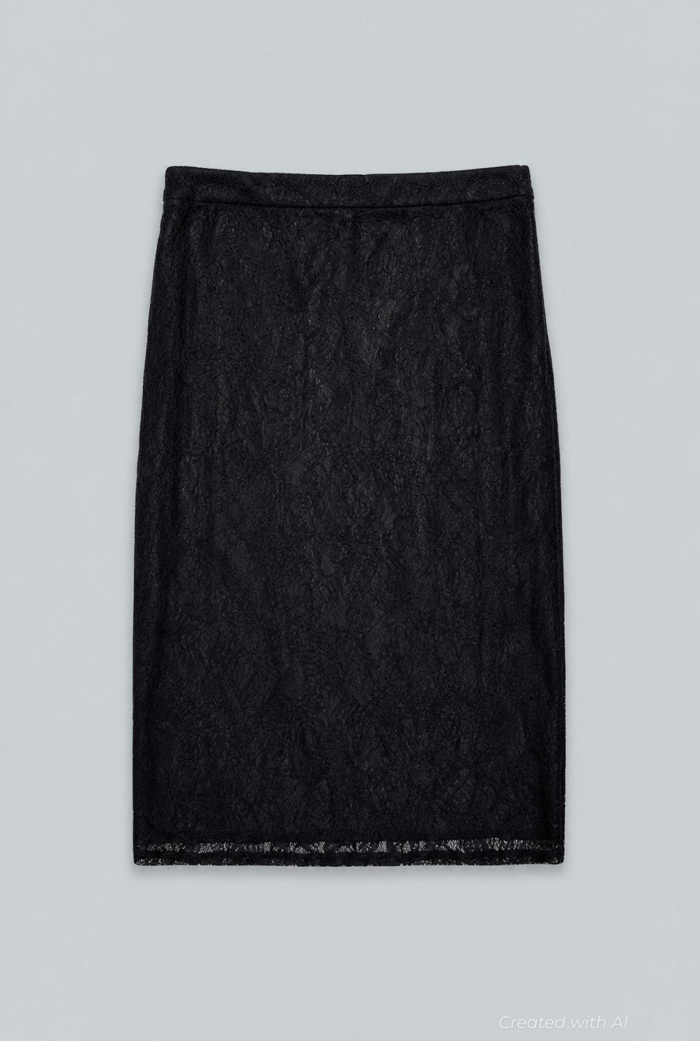 Stretch Lace Pencil Skirt - Black - Skirt