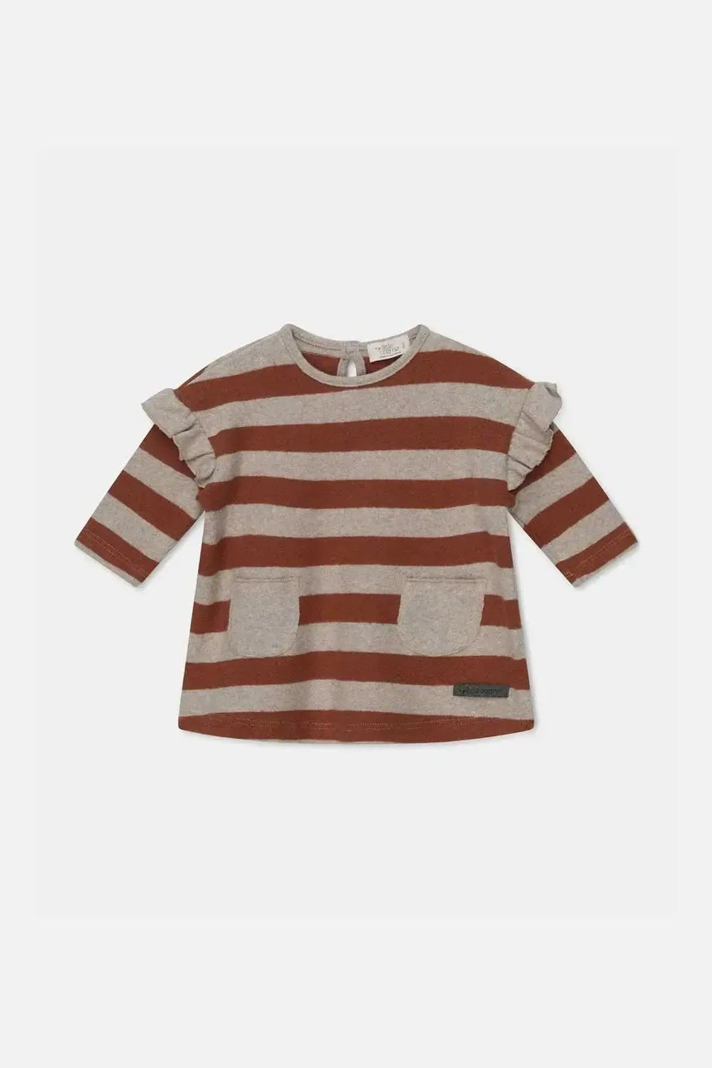 Stripe Knit Baby Dress - Beige/Brown - 6M - Dresses