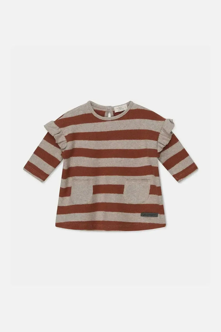 Stripe Knit Baby Dress - Beige/Brown - 6M - Dresses