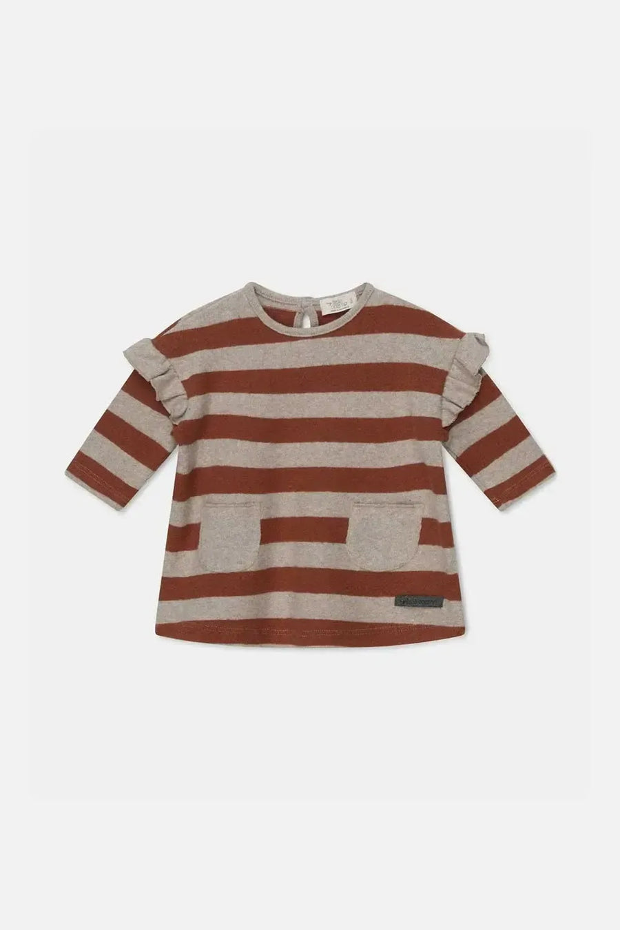Stripe Knit Baby Dress - Beige/Brown - 6M - Dresses