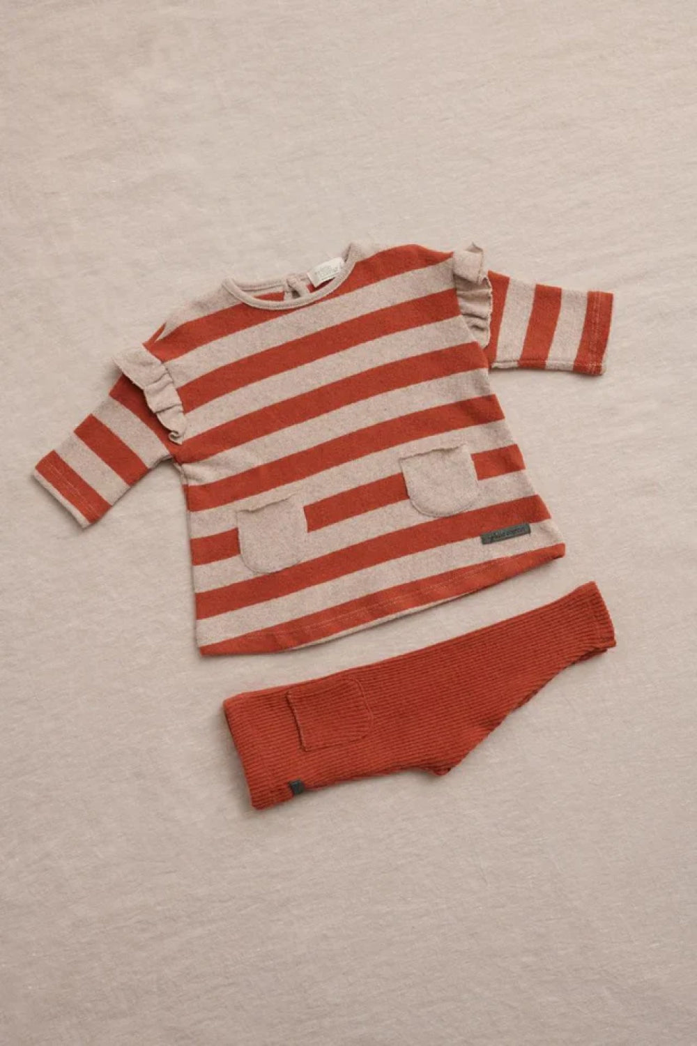 Stripe Knit Baby Dress - Beige/Brown - 6M - Dresses