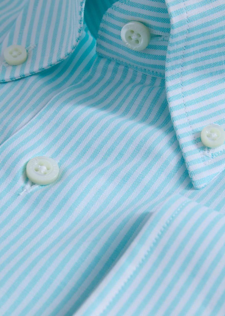 Stripe Oxford Logo Sport Shirt - Mint - Collared Shirt