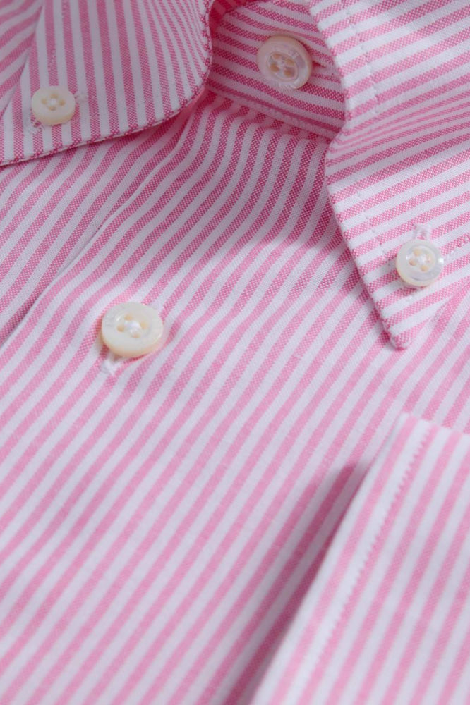 Stripe Oxford Logo Sport Shirt - Pink - Collared Shirt
