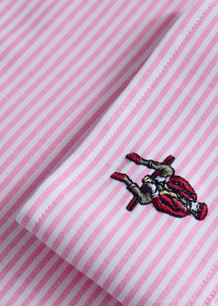Stripe Oxford Logo Sport Shirt - Pink - Collared Shirt
