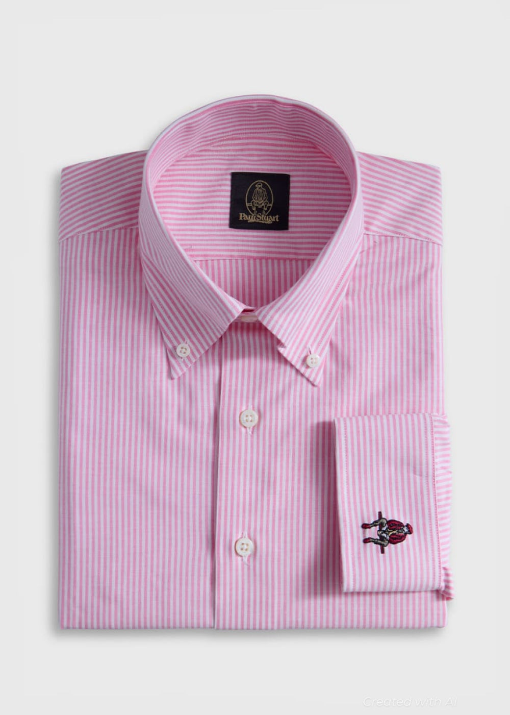 Stripe Oxford Logo Sport Shirt - Pink - Collared Shirt
