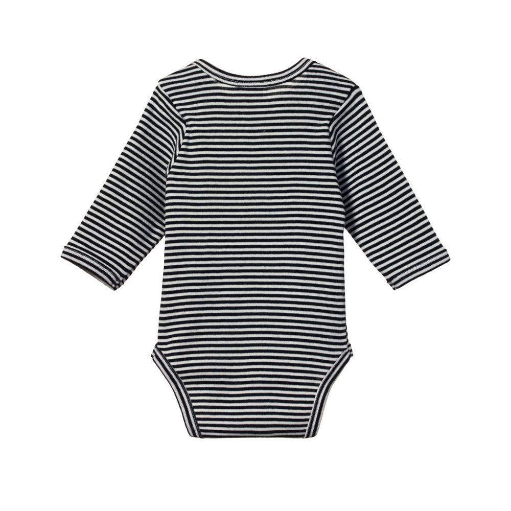 Long Sleeve Bodysuit - Navy Stripe Bodysuits + Onesies Nature Baby 