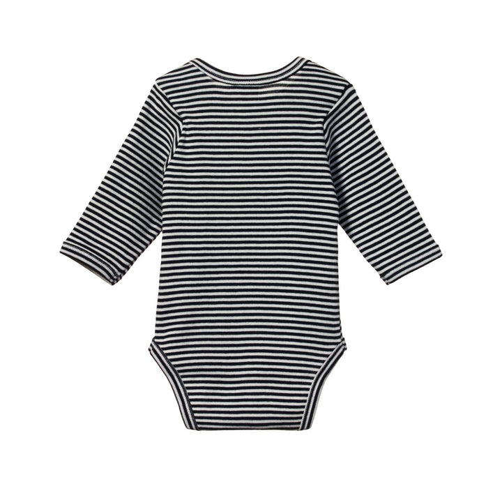 Long Sleeve Bodysuit - Navy Stripe Bodysuits + Onesies Nature Baby 