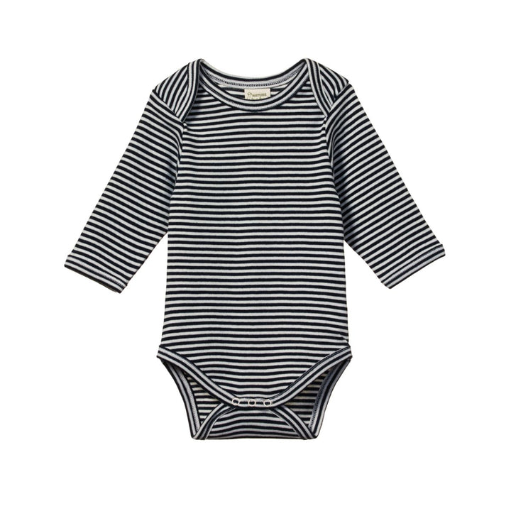 Long Sleeve Bodysuit - Navy Stripe Bodysuits + Onesies Nature Baby 