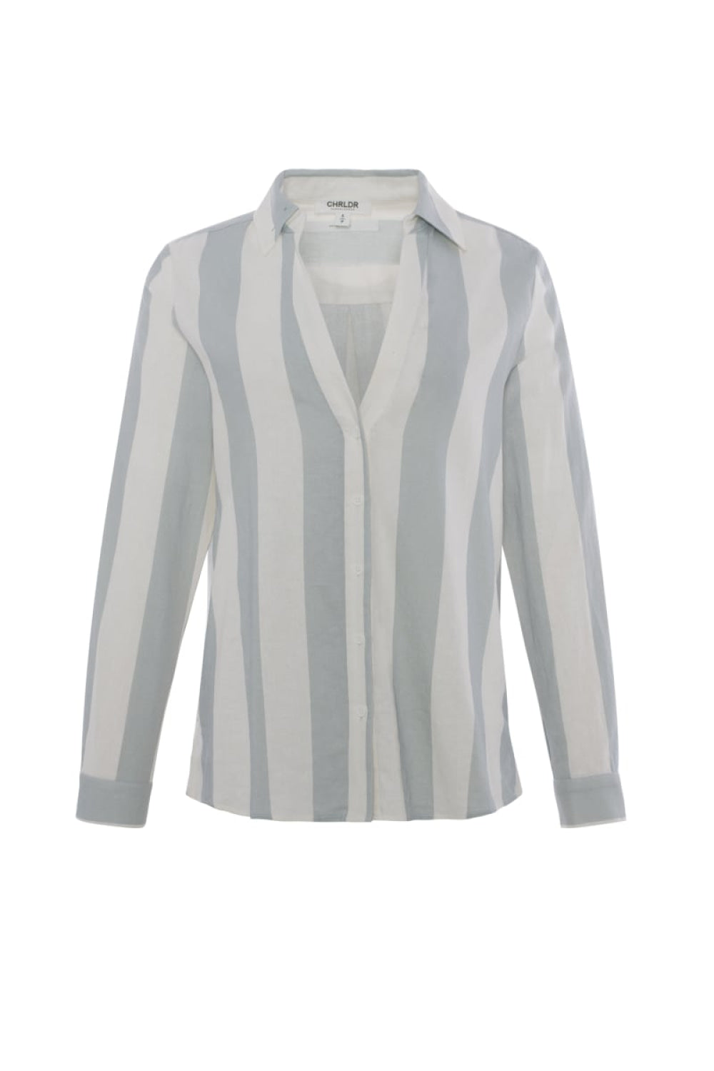 Striped Frida Linen Button Up Shirt - Limestone - Button Down Shirt