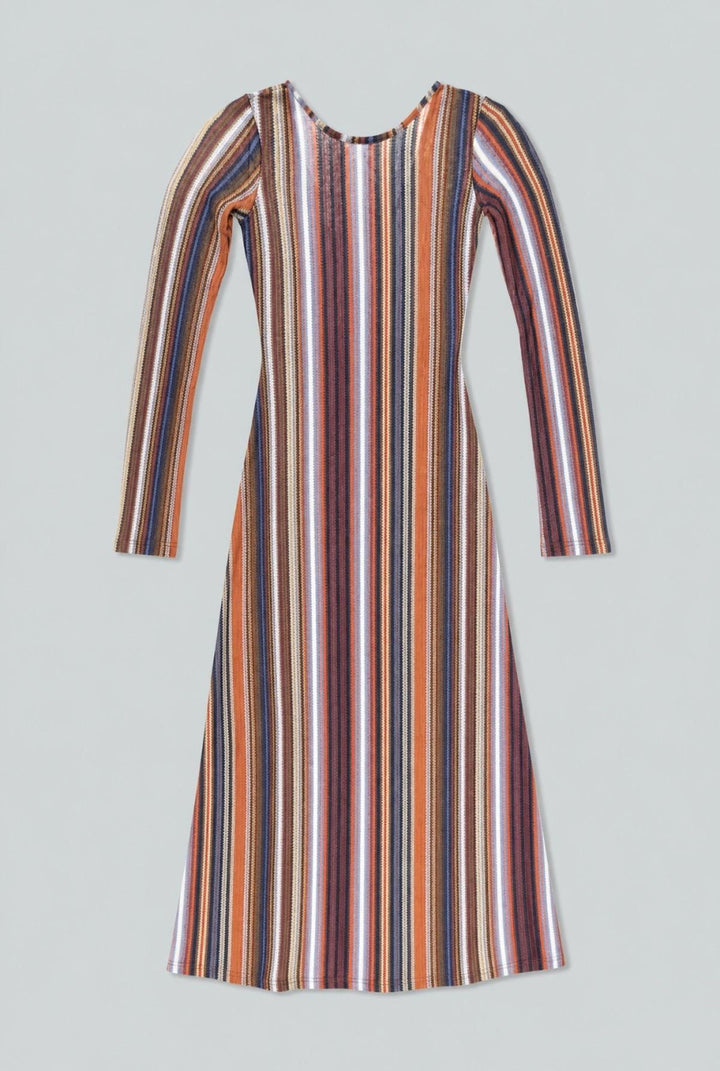Striped Reversible Dress - Brown Combo - Dresses