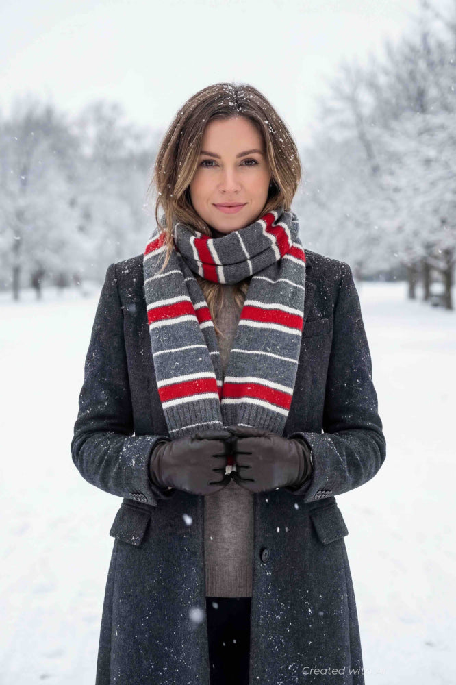 Striped Scarf - Red - 10.5’’X 76’’ - Scarf